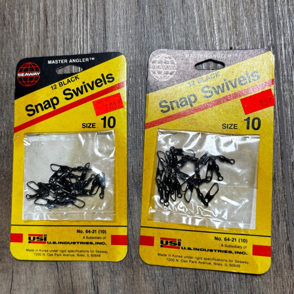 Seaway Master‎ Angler 12 Black Snap Swivels Size 10 Fishing Tackle New, Vintage